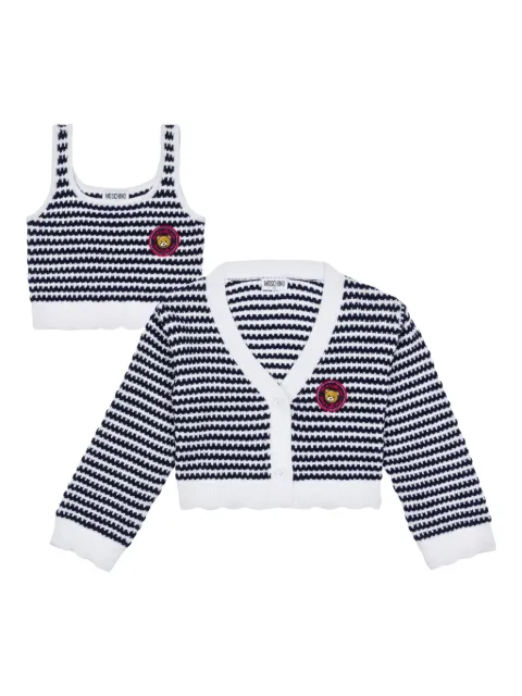 Moschino Kids logo-patch cardigan set