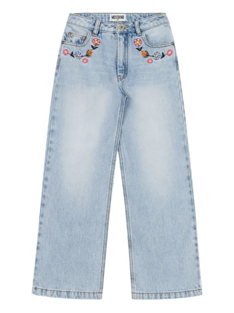 Moschino Kids جينز مطرز بزهور