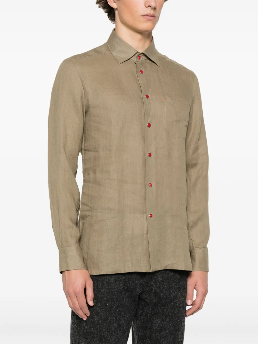 Shop Kiton Linen Shirt In Brown