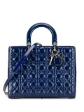 Christian Dior Pre-Owned 2013 Large Patent Cannage Lady Dior satchel - Blue