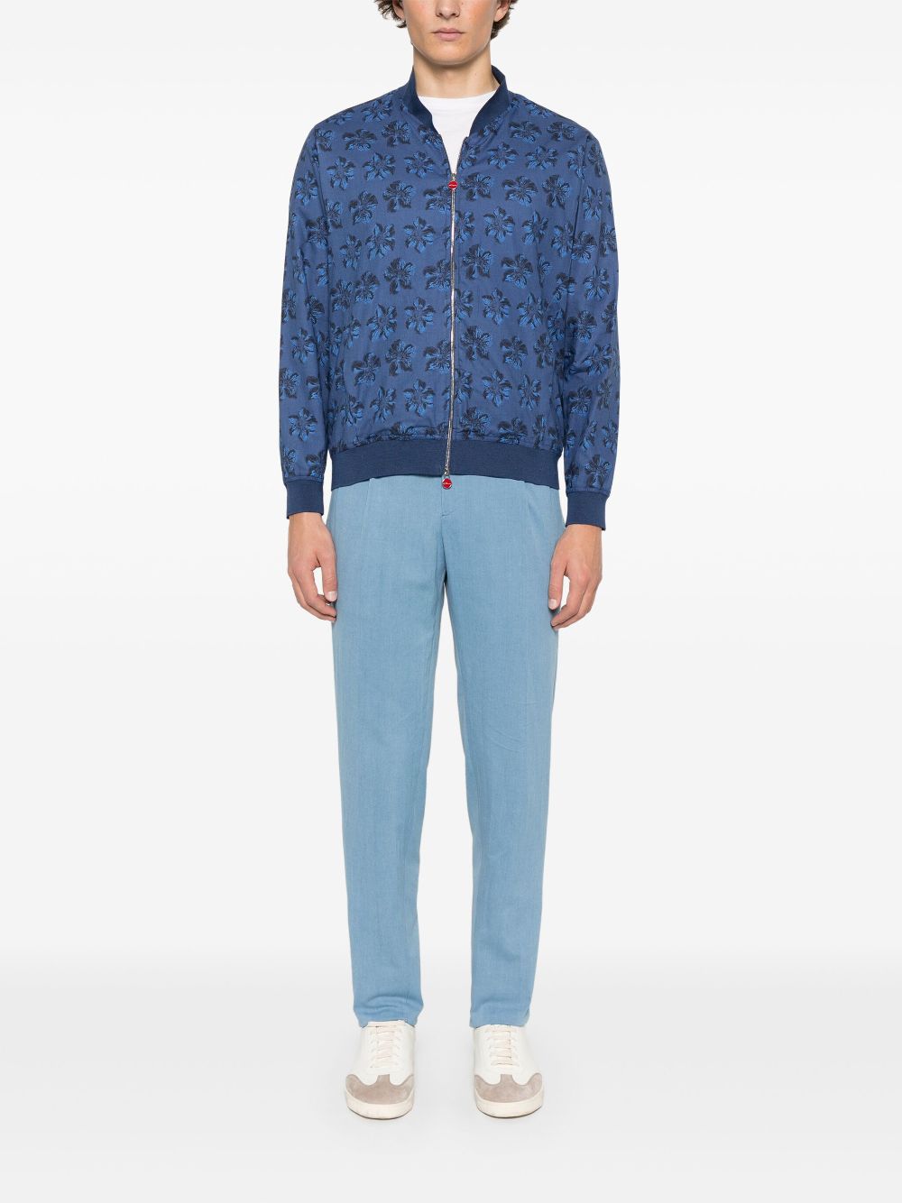 Kiton floral-print bomber jacket - Blue