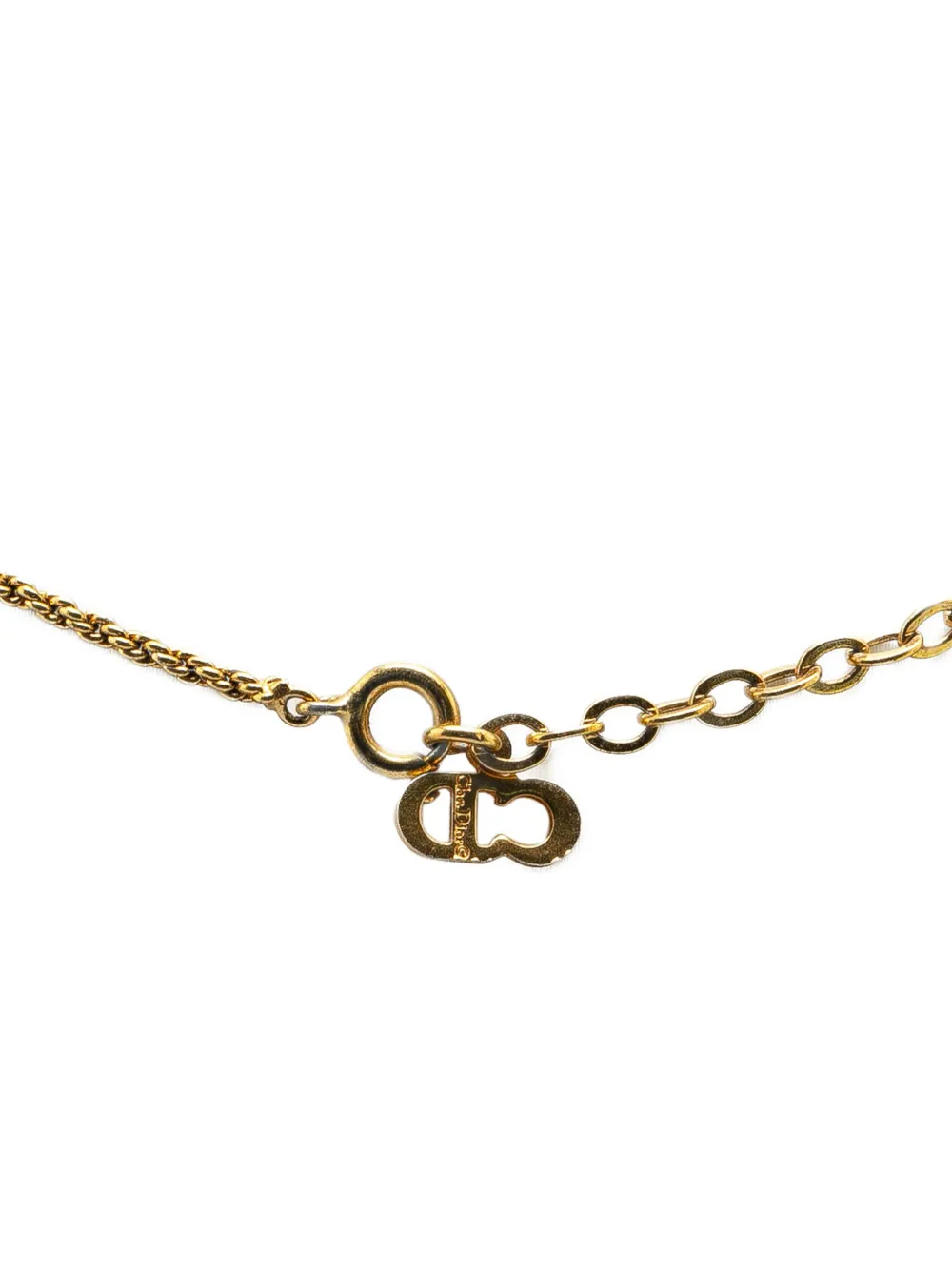 Christian Dior Pre-Owned 20th Century Gold Plated CD Logo Pendant costume necklace - Goud