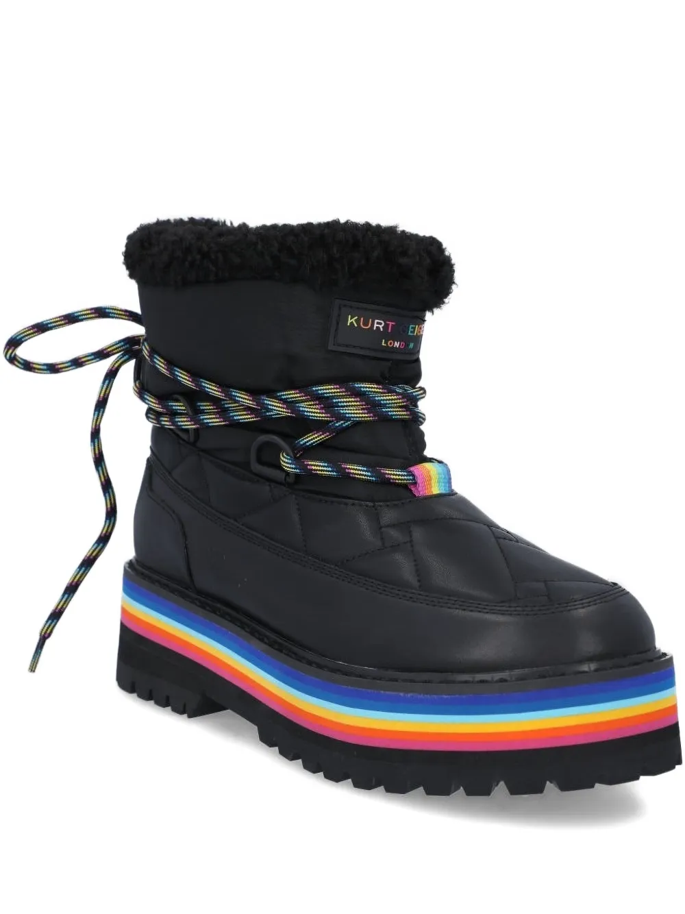 Kurt Geiger Quilted Rainbow-sole Boots In Black