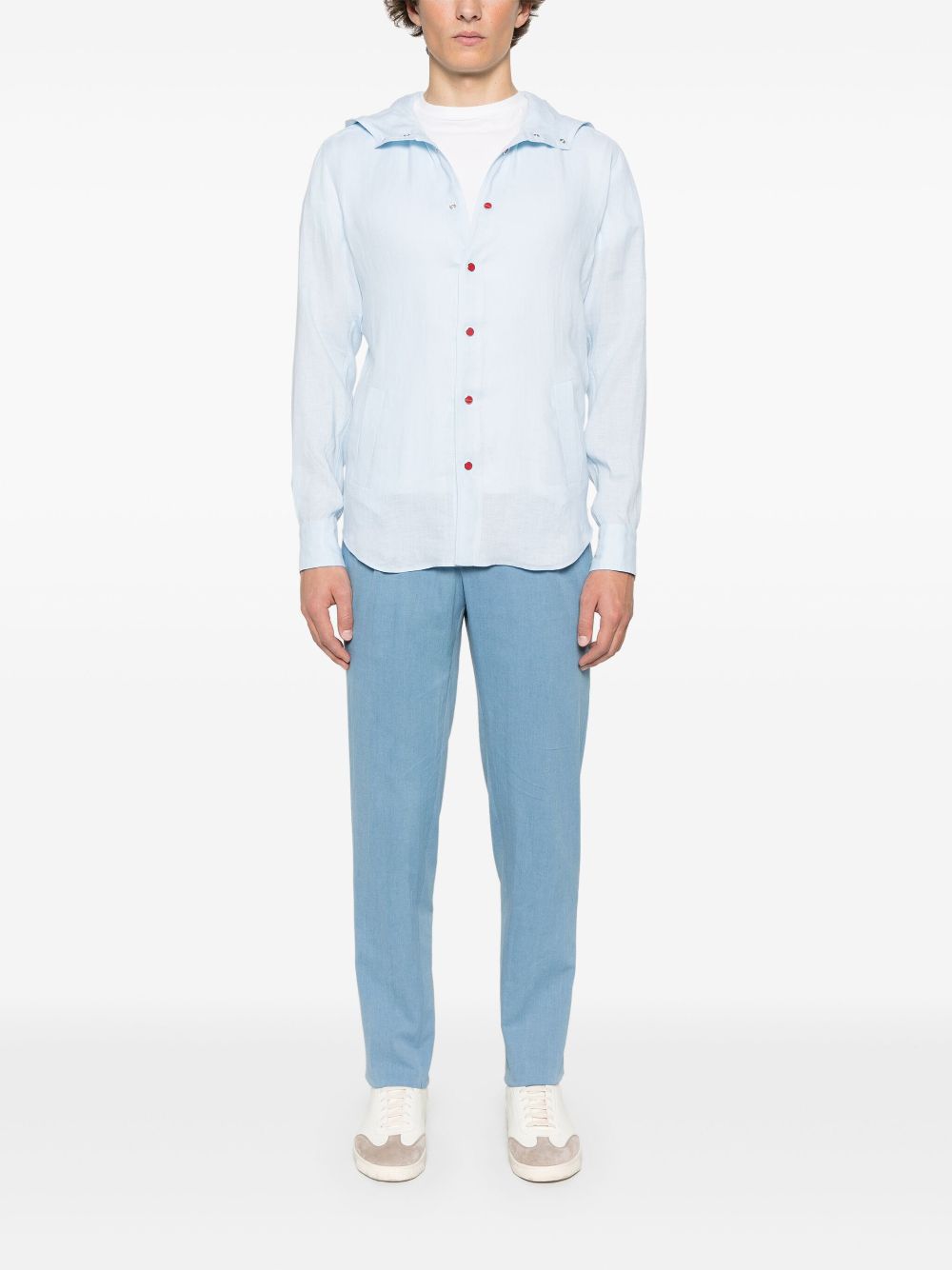 Kiton Overhemd met capuchon - Blauw