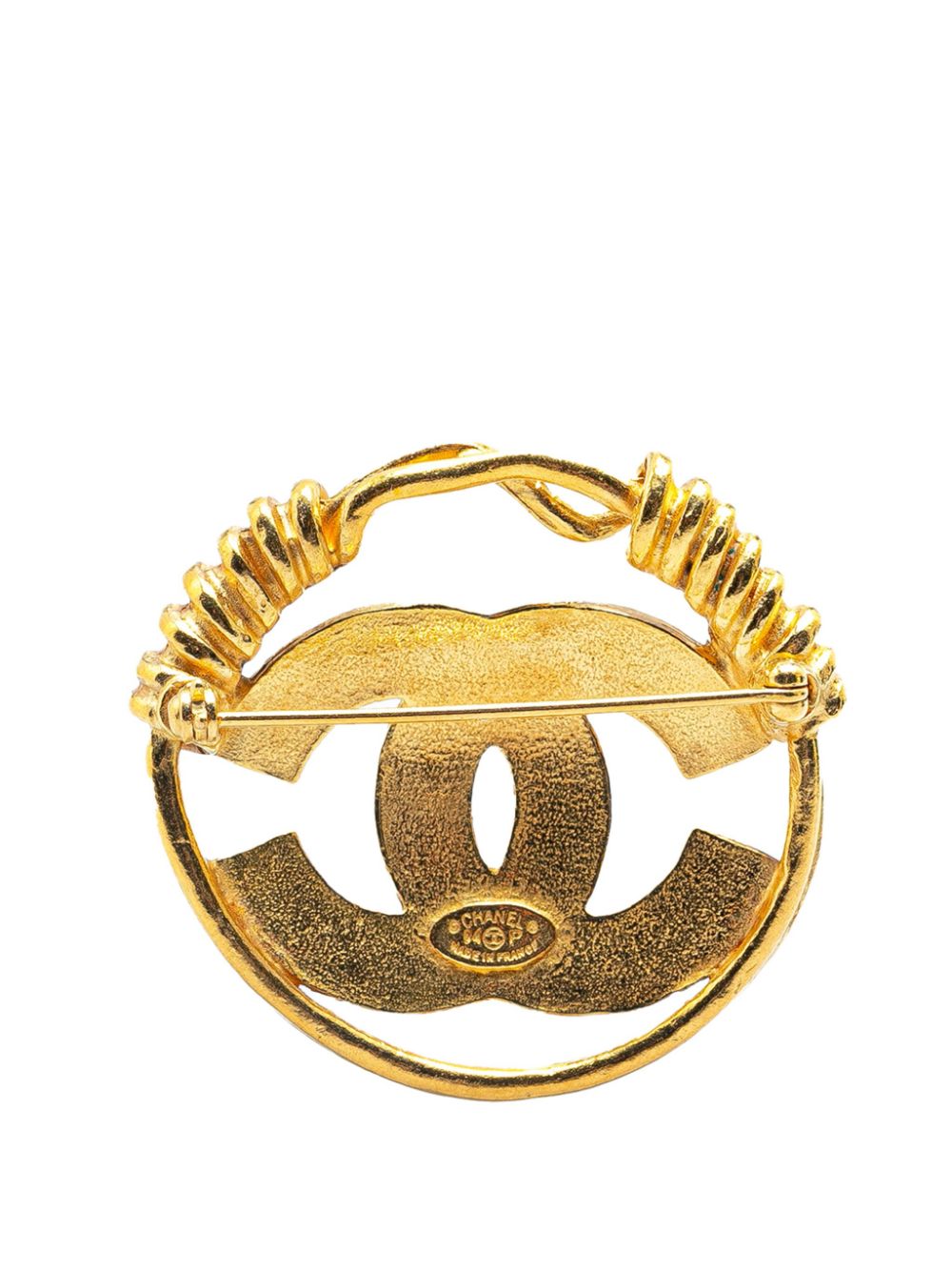 CHANEL Pre-Owned 1994 Gold Plated CC costume brooch - Goud