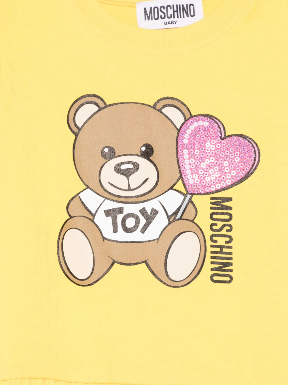 Moschino Kids Leo jurk met Teddy-print Geel