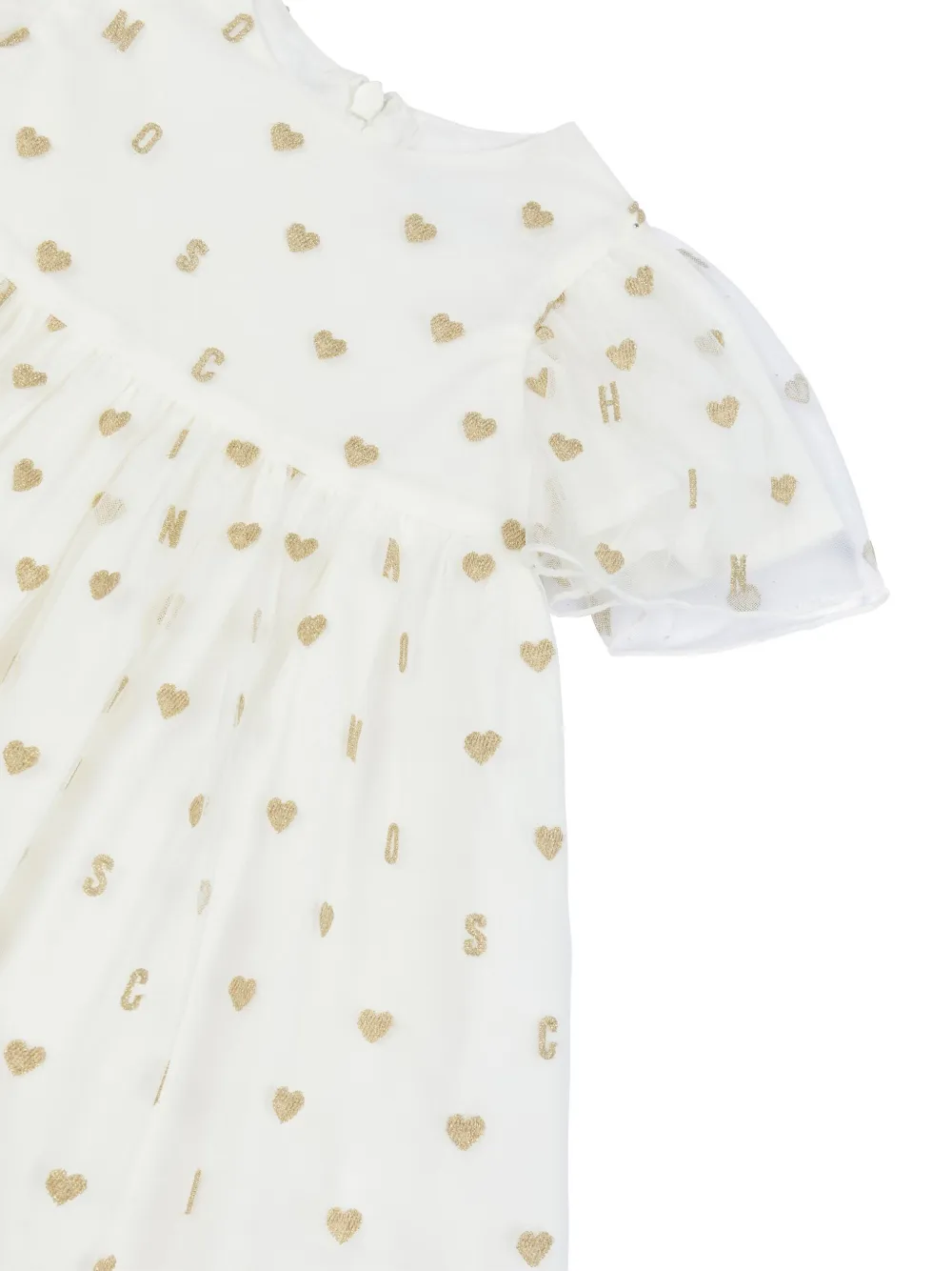 Moschino Kids Jurk met hartprint Wit