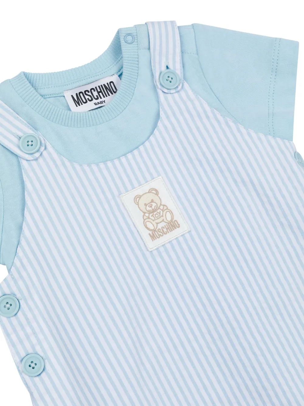 Moschino Kids Gestreepte tuinbroek Blauw