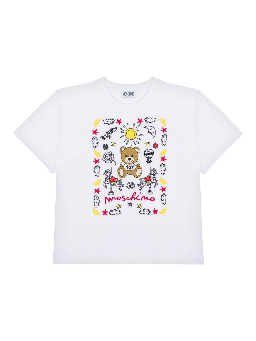 Moschino Kids logo-embroidered T-shirt Wit