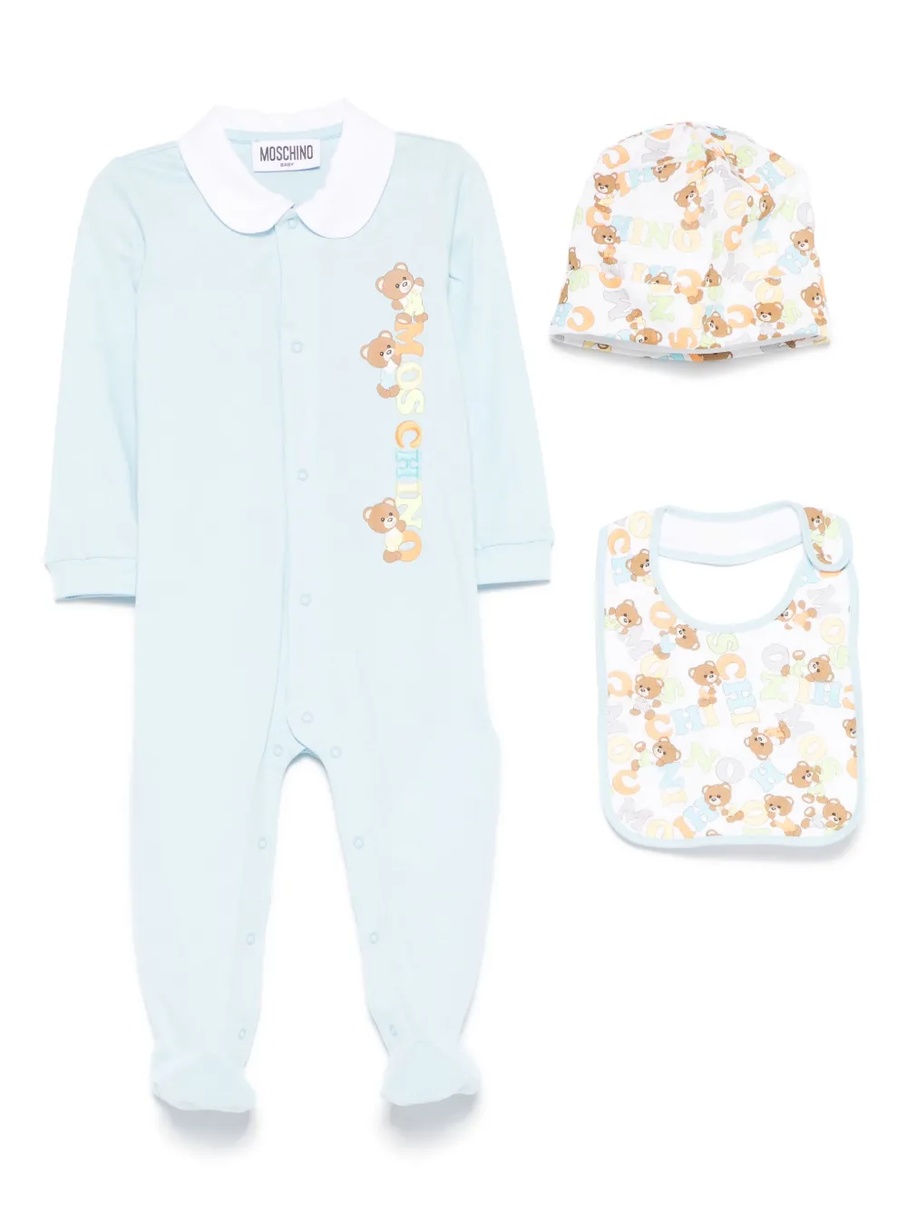 Moschino Kids Leo pyjama met Teddy-print Blauw