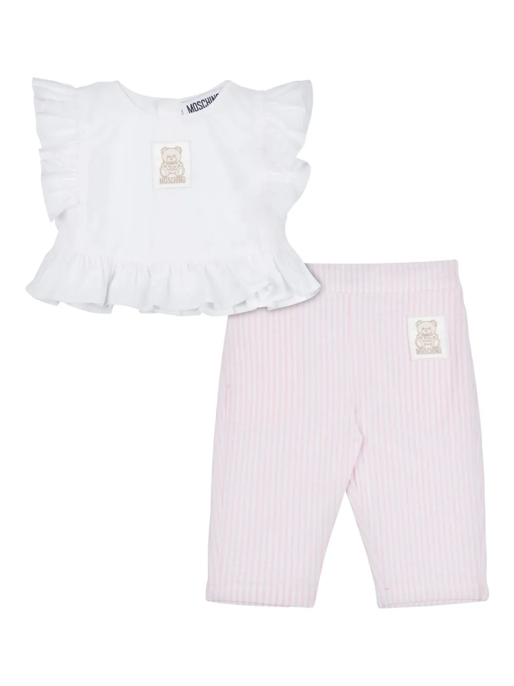 Moschino Kids Top en broek set met logopatch Roze