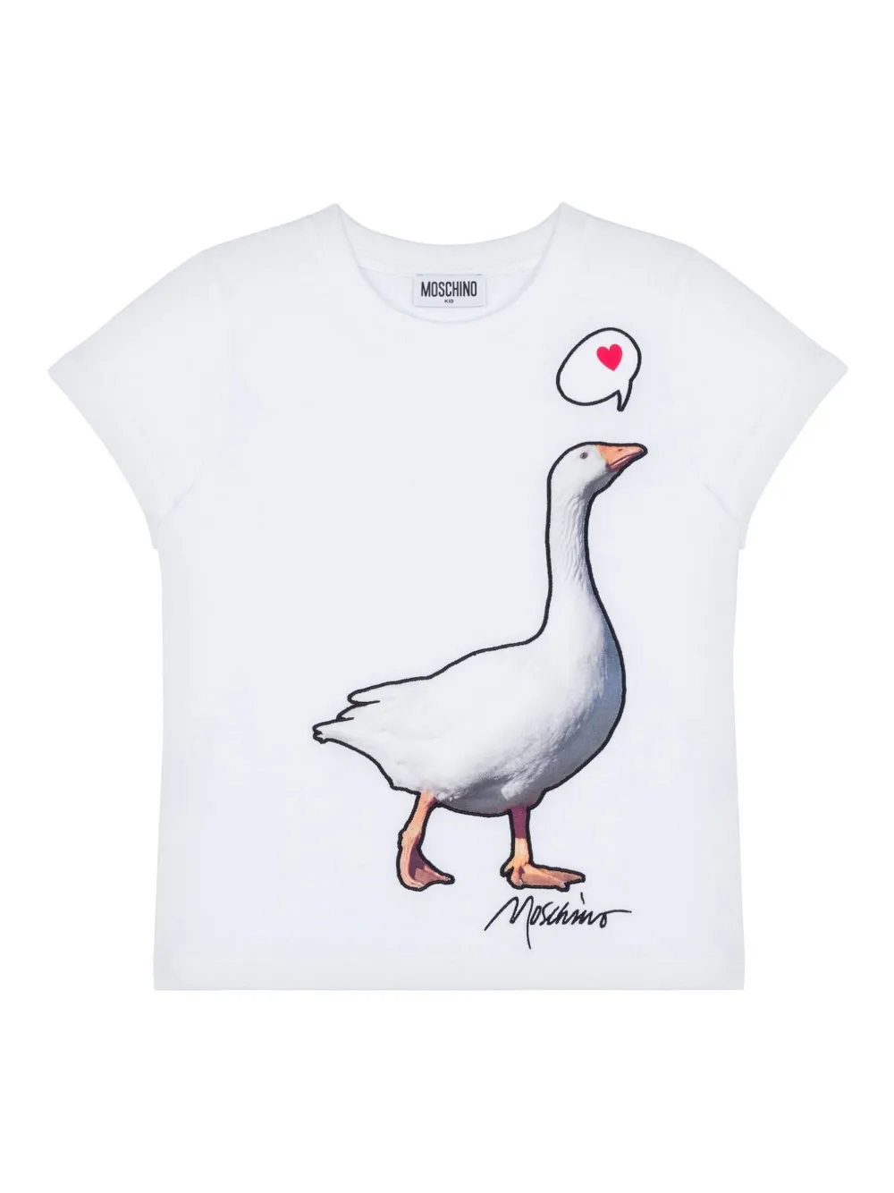Moschino Kids T-shirt met geborduurde gans Wit