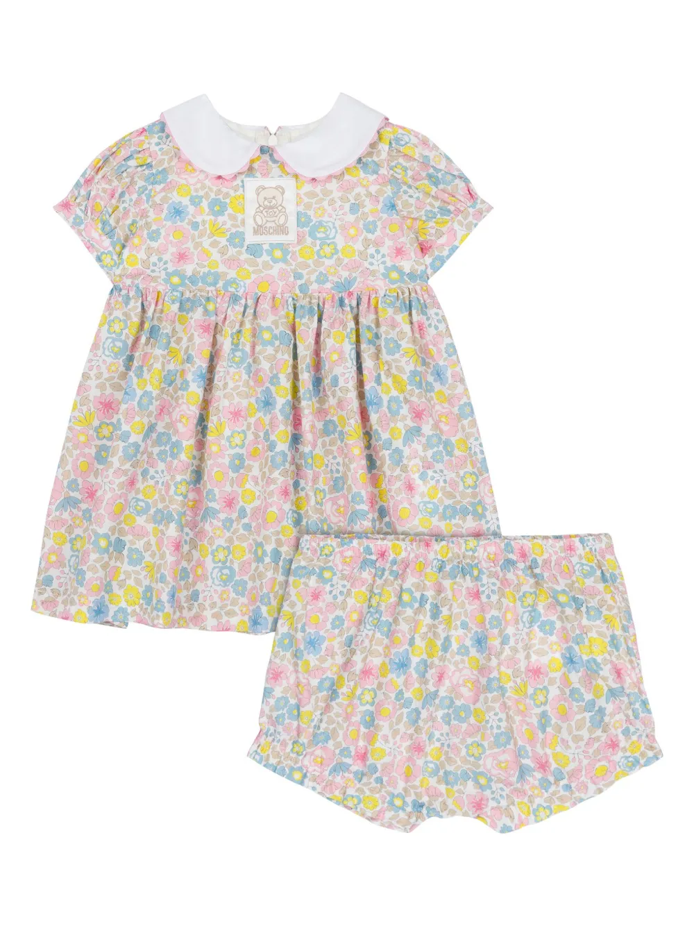 Moschino Kids Jurk met bloe print Blauw