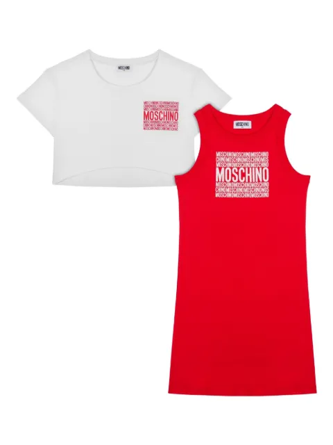 Moschino Kids logo-print dress and T-shirt set