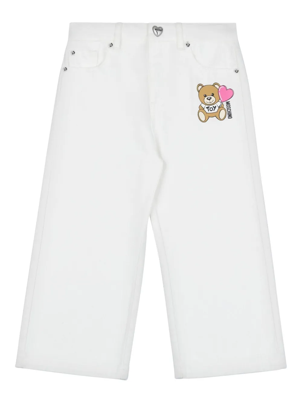 Moschino Kids Jeans met teddybeerprint Wit