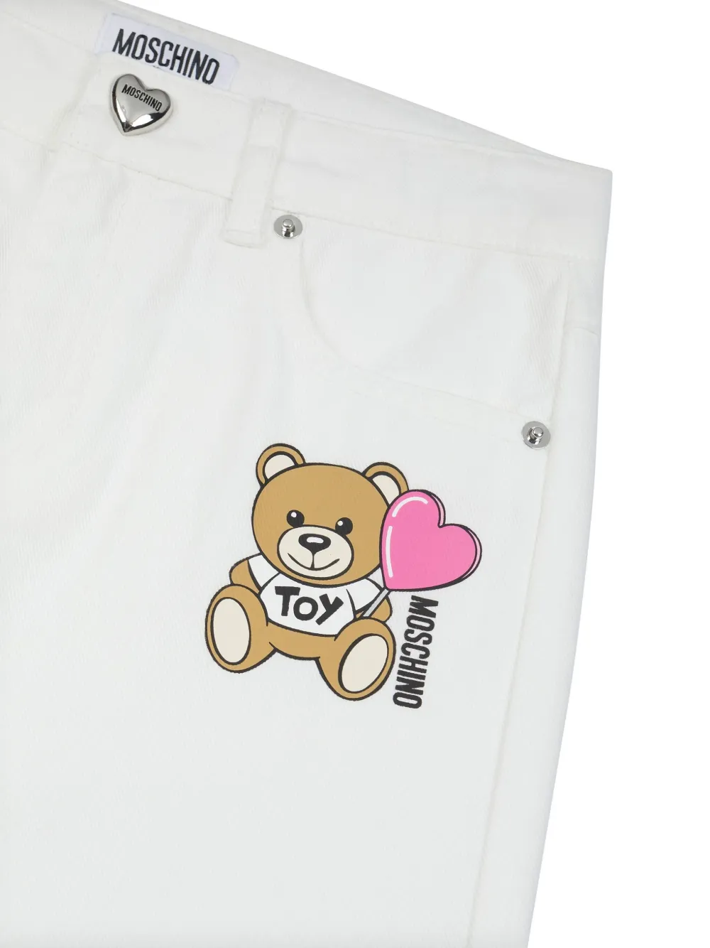 Moschino Kids Jeans met teddybeerprint Wit