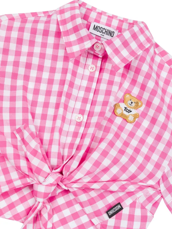 Moschino Kids gingham-print Shirt | Pink | FARFETCH