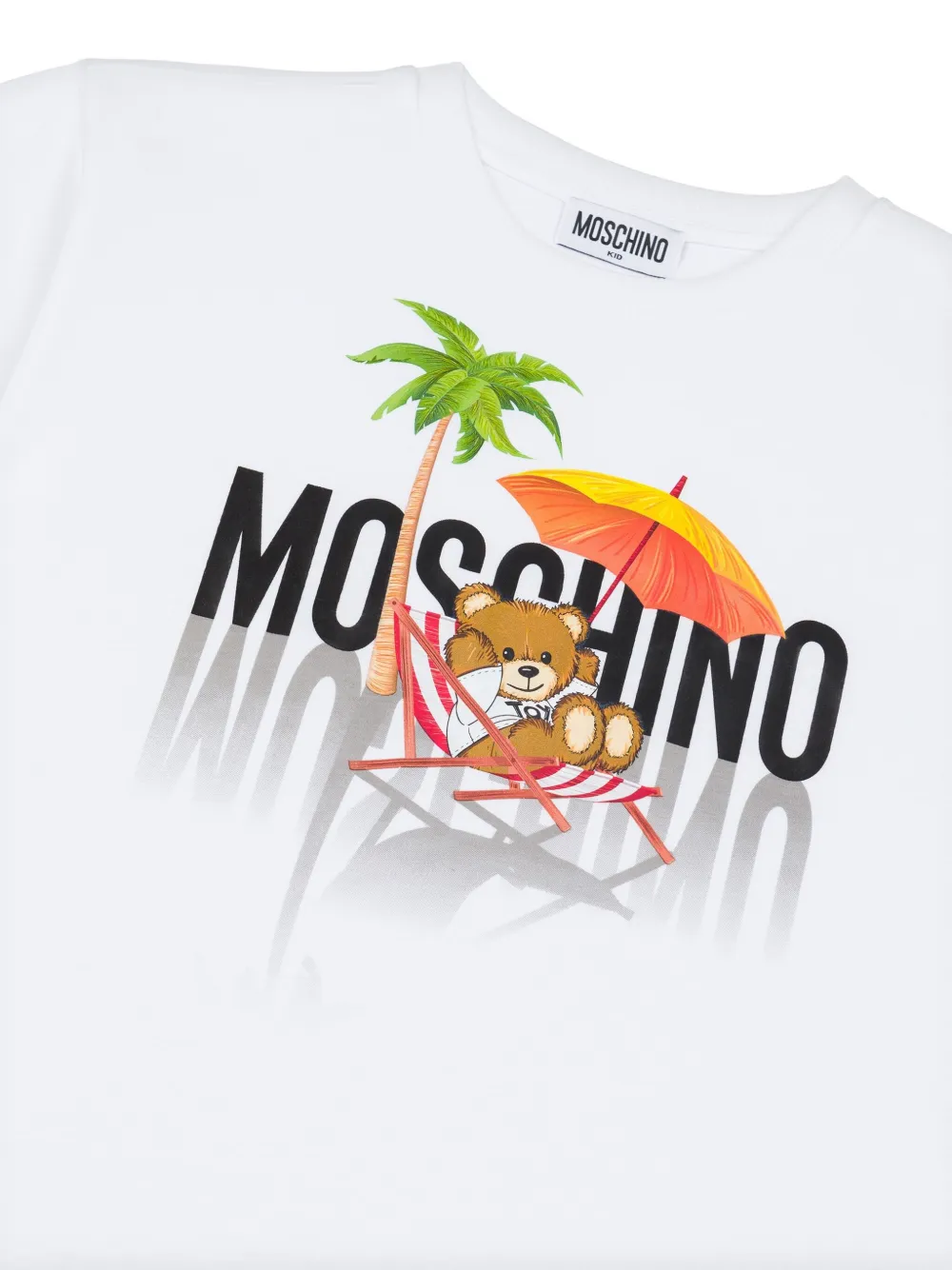 Moschino Kids Jurk met teddybeerprint Wit