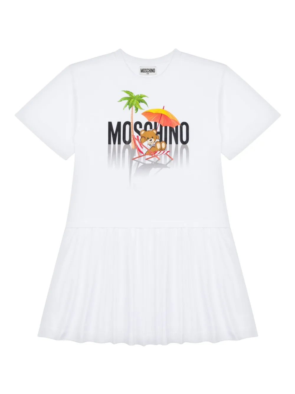 Moschino Kids Jurk met teddybeerprint Wit