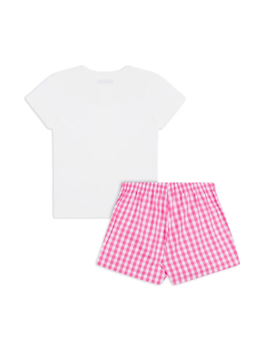 Moschino Kids T-shirt en shorts met gingham ruit - Wit