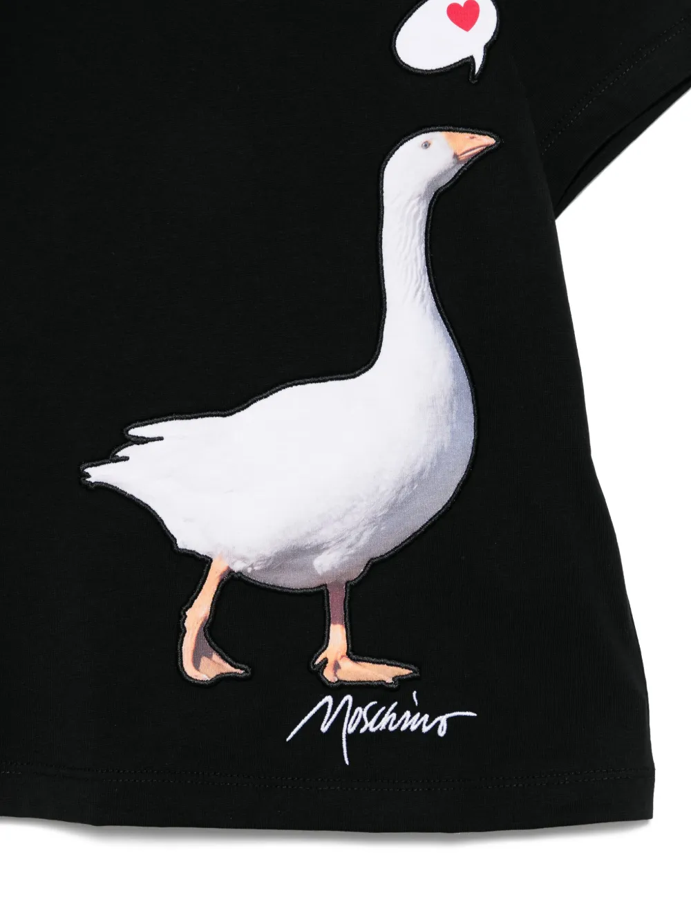 Moschino Kids T-shirt met geborduurde gans Zwart