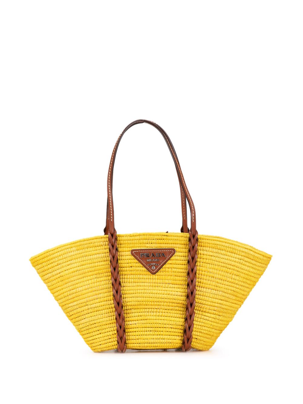 2021 Vitello Trimmed Raffia Paglia Basket tote bag