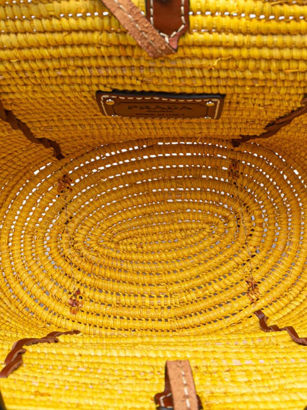 Prada Pre-owned 2021 Vitello Trimmed Raffia Paglia Basket Tote Bag 