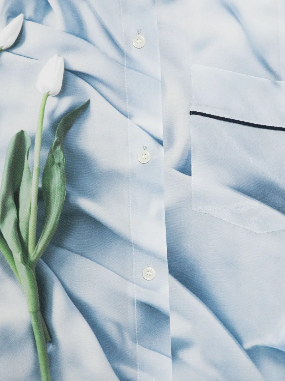 Victoria Beckham Satijnen pyjamashirt met bloemen Blauw