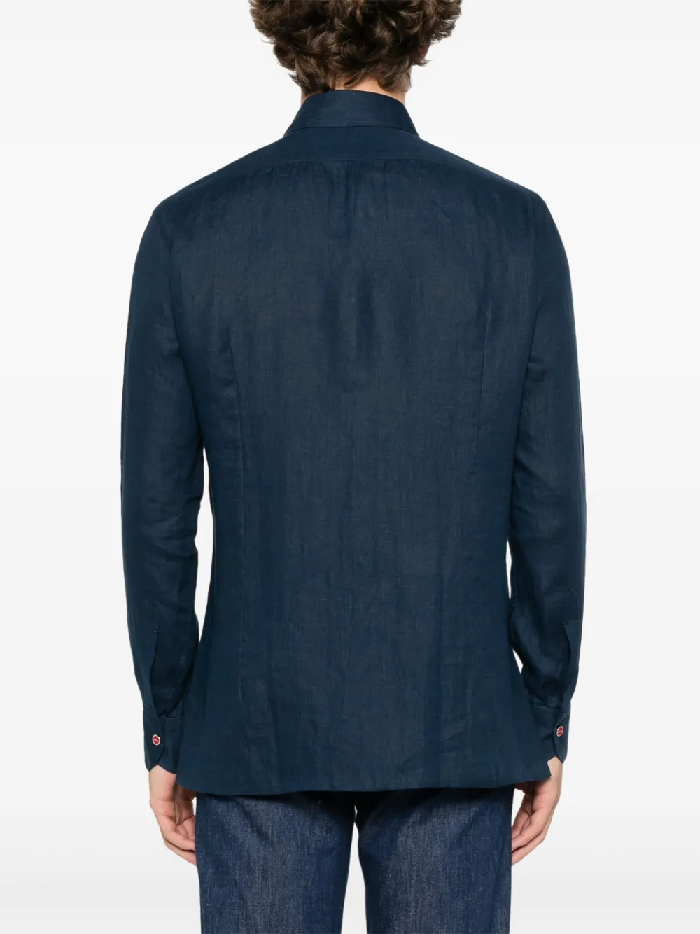 Kiton Linnen overhemd Blauw