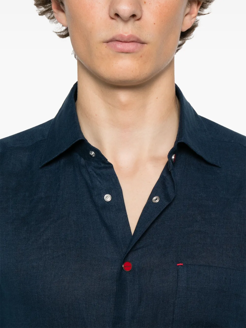 Kiton Linnen overhemd Blauw