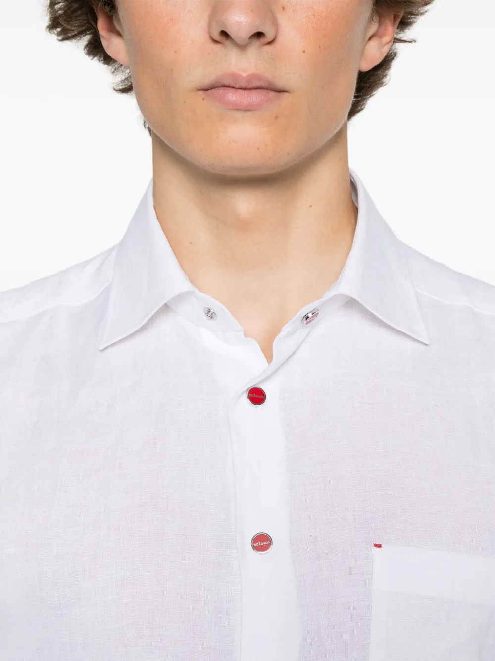 Shop Kiton Linen Shirt In White