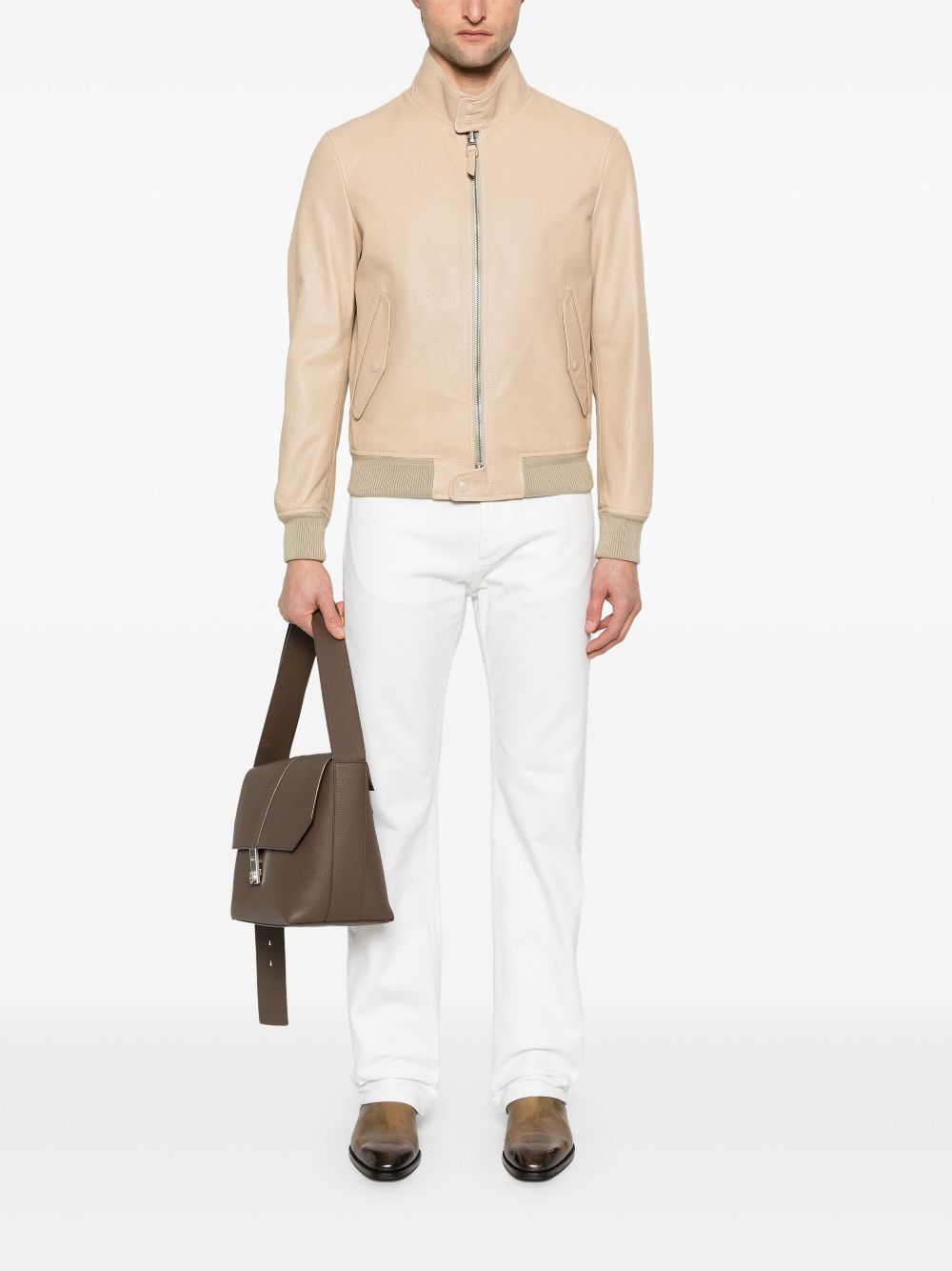 TOM FORD leather jacket - Neutrals