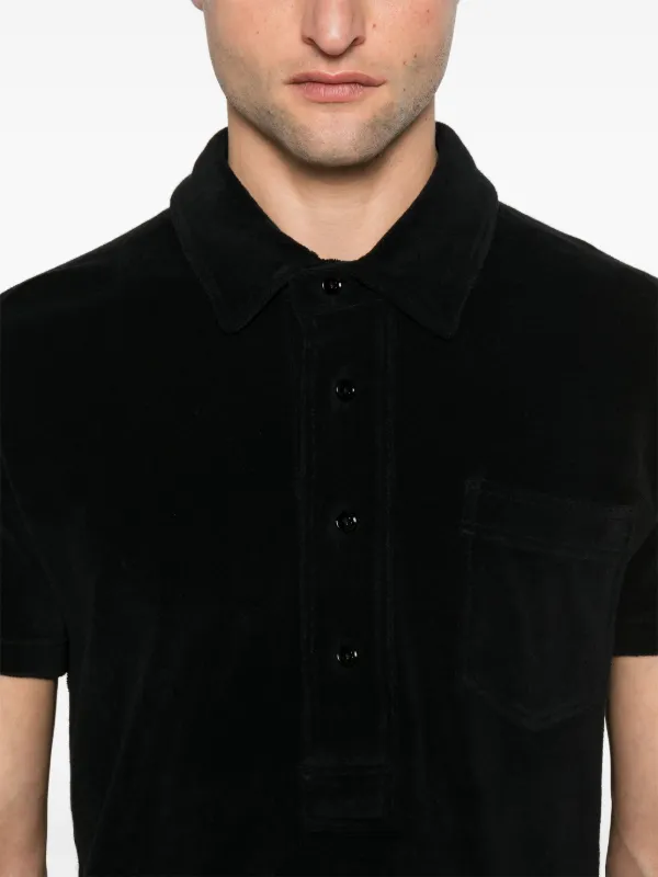 Tシャツ・カットソー TOM FORD FW25 TOWELING POLO (JPS003JMC079 LB999) TOM FORD Towelling Polo Shirt | Black | FARFETCH