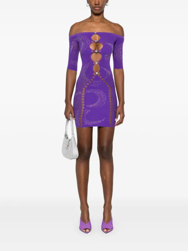 open lace back dress Purple Spaghetti Strap Tulle Short Mini Party Dress – girlideas main image 0