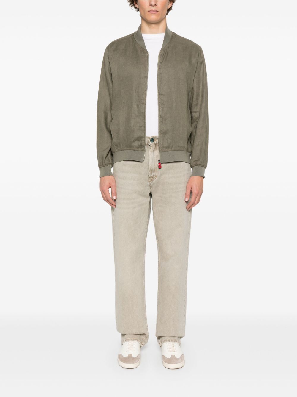 Kiton linen bomber jacket - Groen