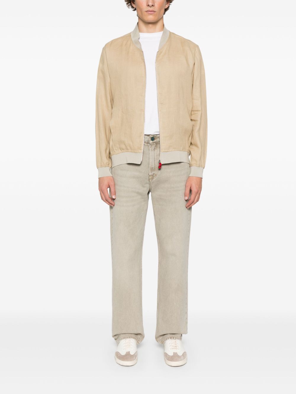 Kiton Linnen bomberjack - Beige