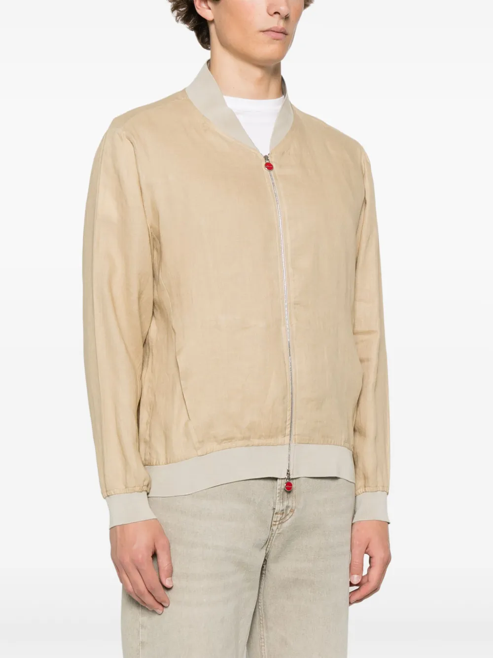 Kiton Linnen bomberjack Beige