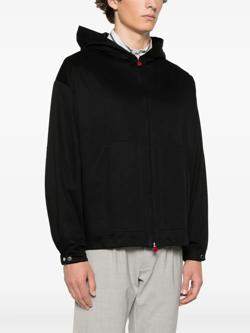 Kiton Hoodie met rits Zwart