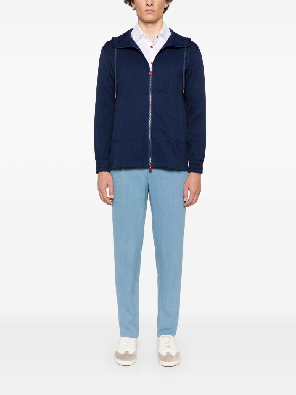 Kiton Broek met trekkoord - Blauw