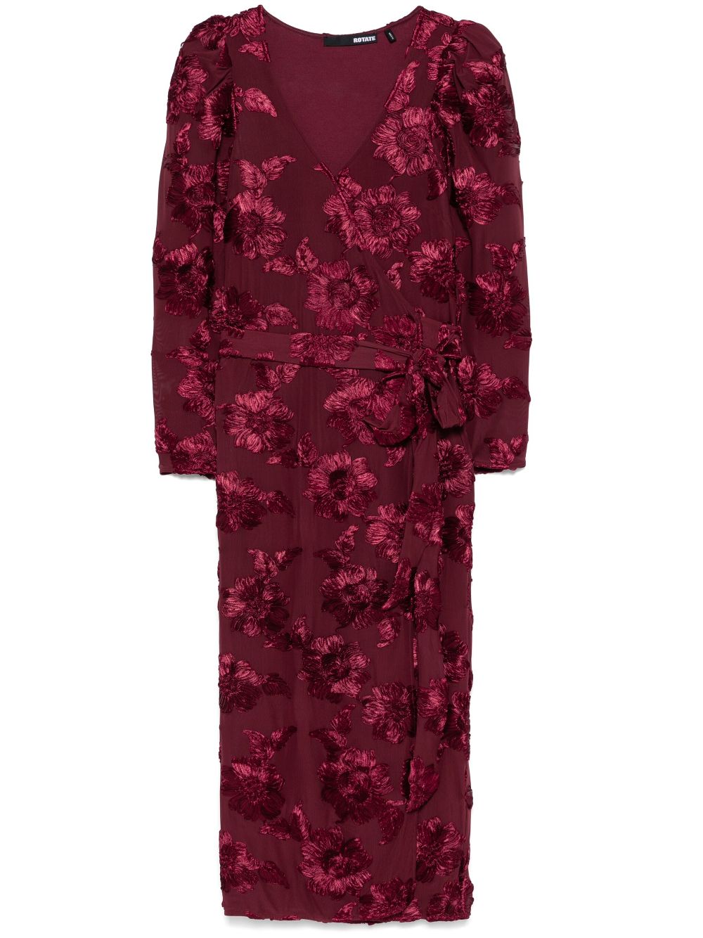 ROTATE BIRGER CHRISTENSEN floral-appliqué wrap dress - Red