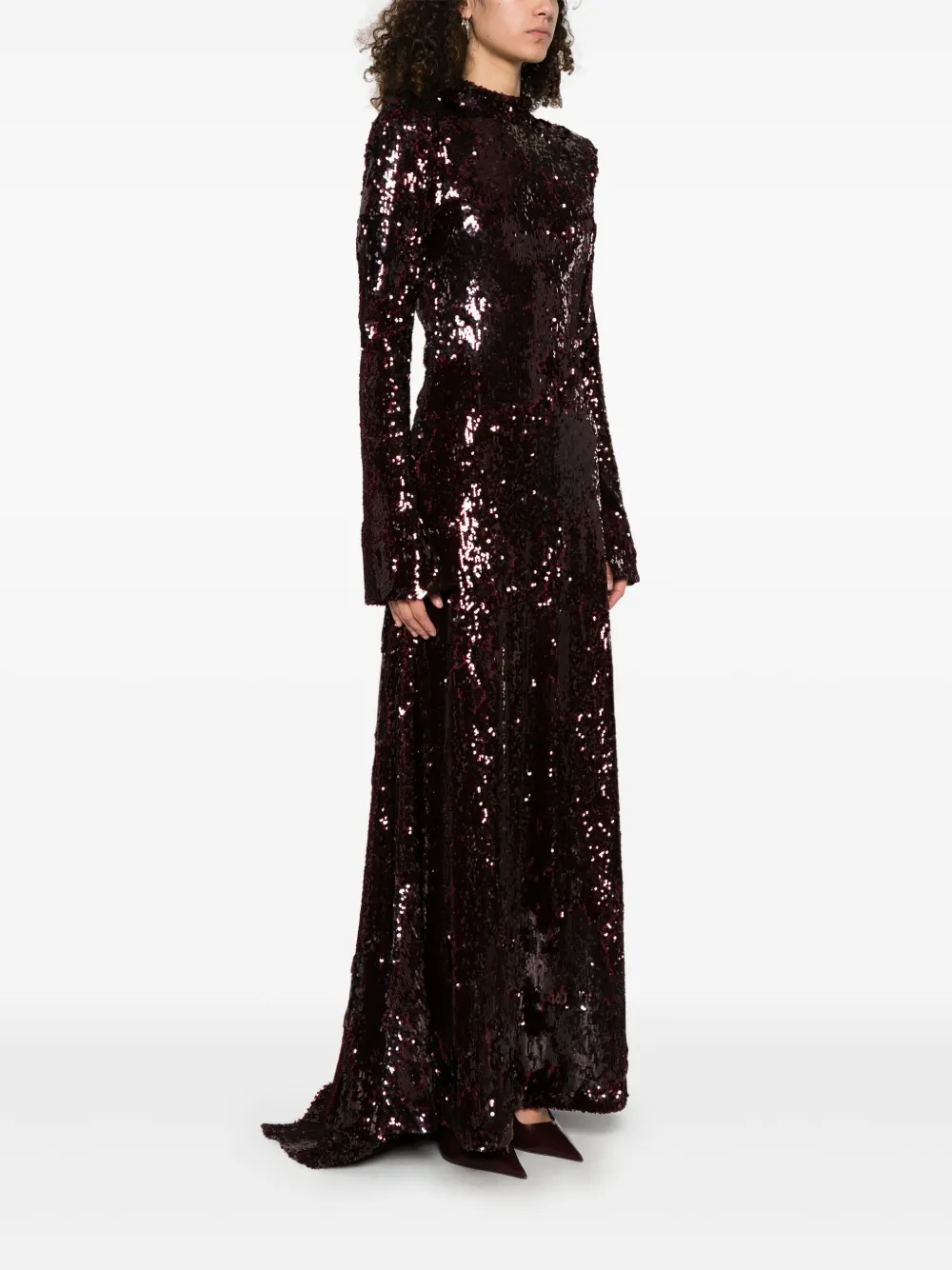 Rotate Birger Christensen Sequin-embellished Maxi Dress In Red