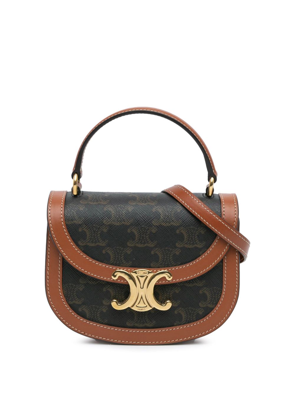 Céline Pre-Owned 2023 Mini Triomphe Coated Canvas Besace Clea satchel - Brown