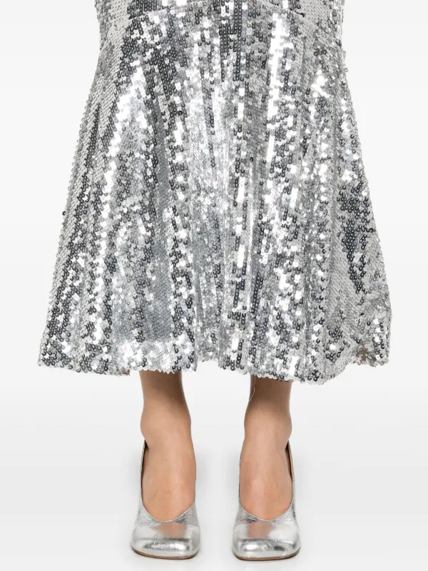 ROTATE BIRGER CHRISTENSEN Sequined Maxi Dress | Silver