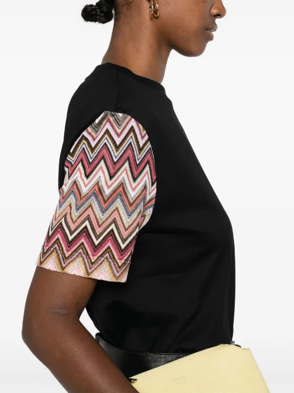Tシャツ・カットソー MISSONI Black Cotton T-Shirt Missoni crew-neck zigzag-knit T-shirt | Black | FARFETCH