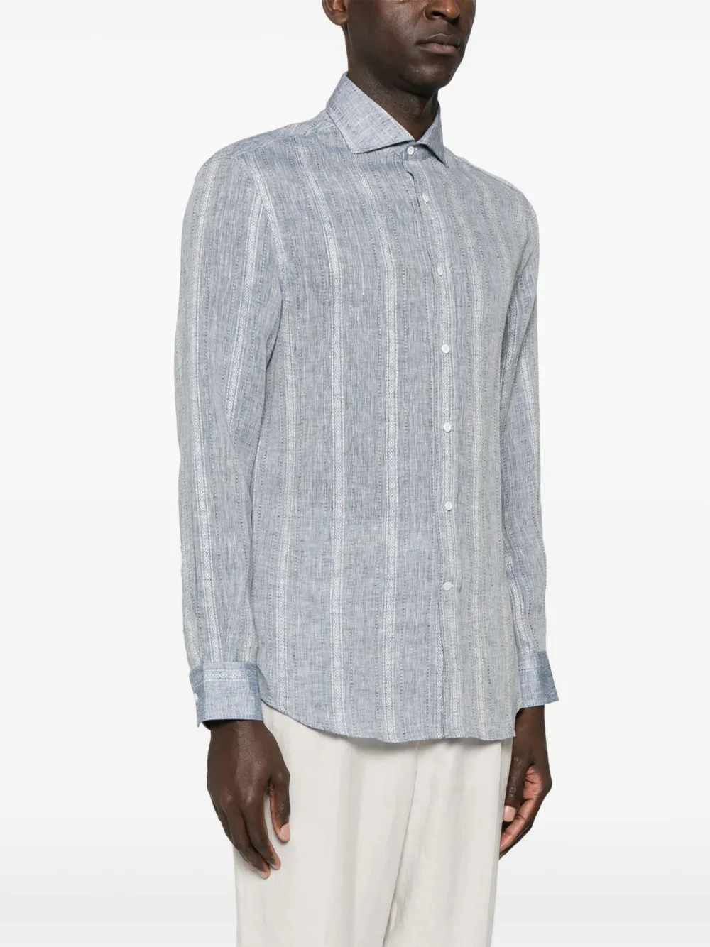 Brunello Cucinelli Overhemd met slub-textuur Blauw