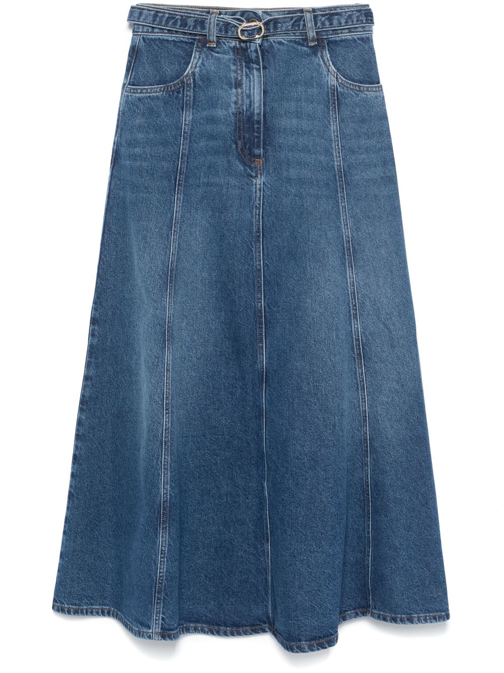 TWINSET Oval T-belt denim maxi skirt - Blue