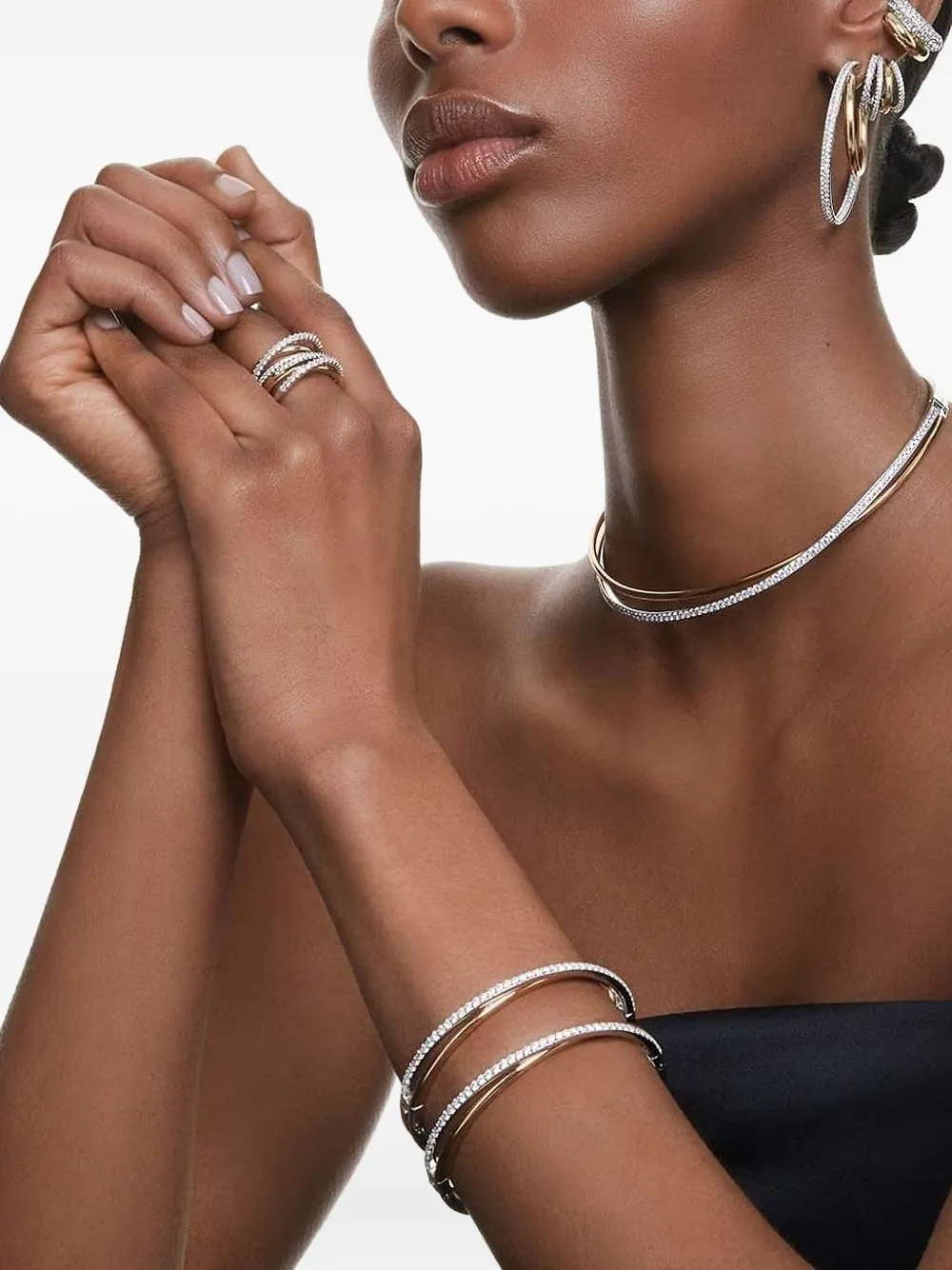 Swarovski Hyperbola double-row crystal-embellished bracelet - Goud