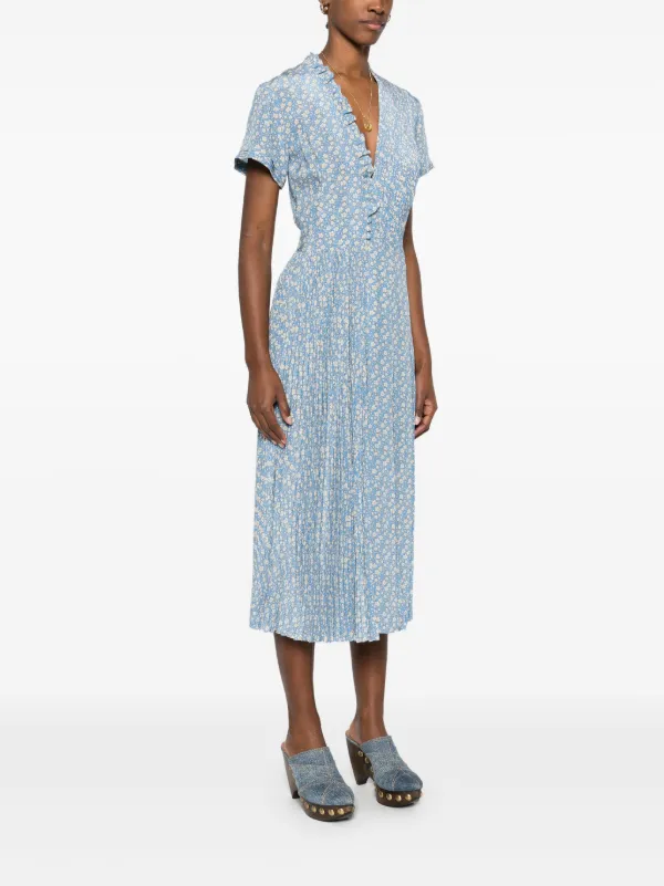 ワンピース ERMANNO SCERVINO Woman Dress Gnawed Blue D462Q338OEX 84141 Ermanno Scervino denim-print lace-detail Maxi Dress | Blue