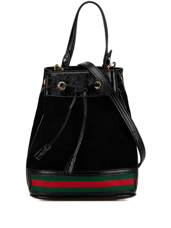 Gucci Pre Owned 2016 2024 Small Suede Ophidia Bucket Bag Black FARFETCH UK