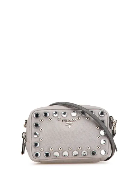 Prada Pre-Owned bolsa crossbody Mini Denim Studded Embellished Camera 2000-2024